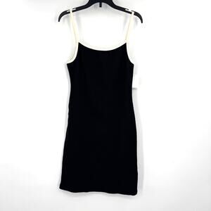 TopShop Womens US 4-6 Black Rib Knit Stretch Sleeveless Tank Mini Dress